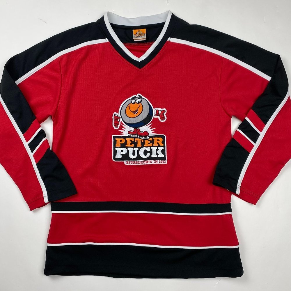 Vintage Peter Puck Hockey Jersey Boys Youth L/XL Hockey Night in Canada Red